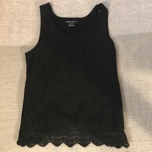 Black Laced Scallop Bottom Crop Top Size L